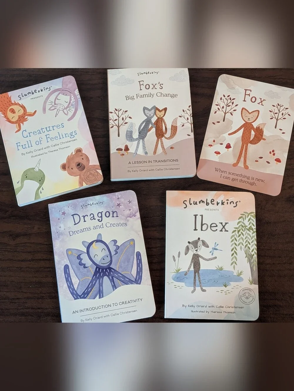 Slumberkins Emotional Intelligence Board Book Bundle Fox Dragon Ibex Creatures